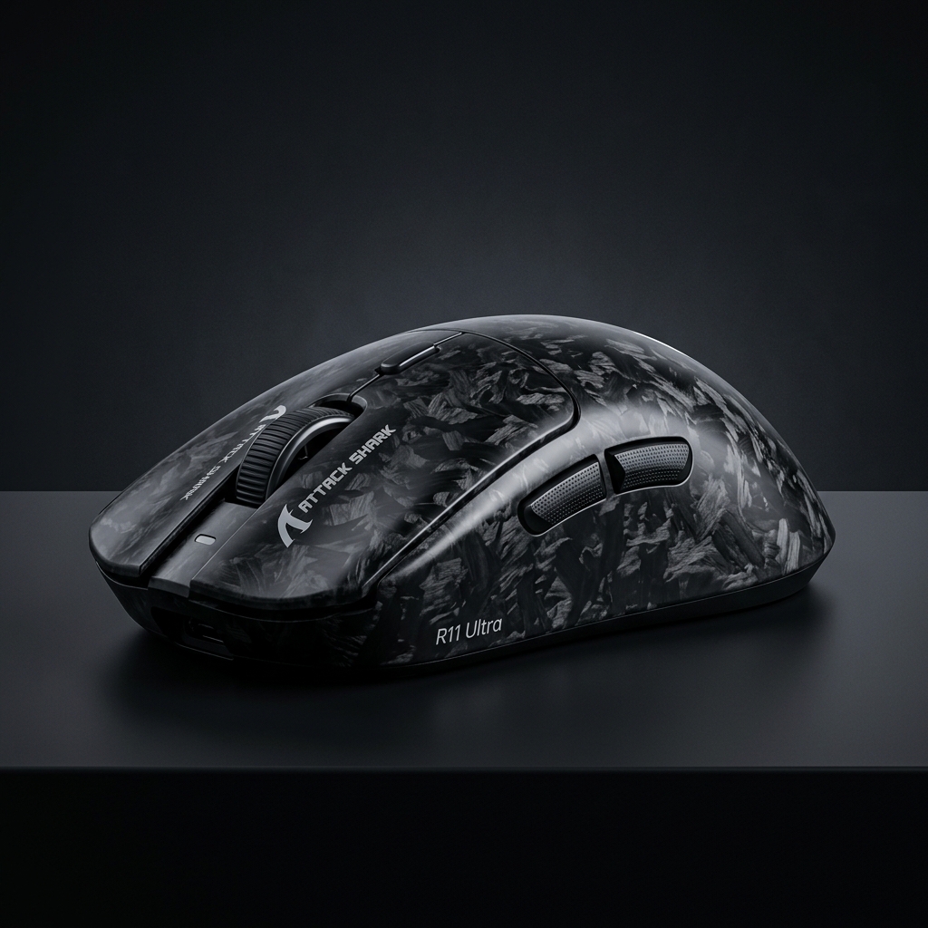 Attack Shark R11 Ultra Carbon Fiber 8K Wireless Gaming Mouse (49g, PAW3950MAX)