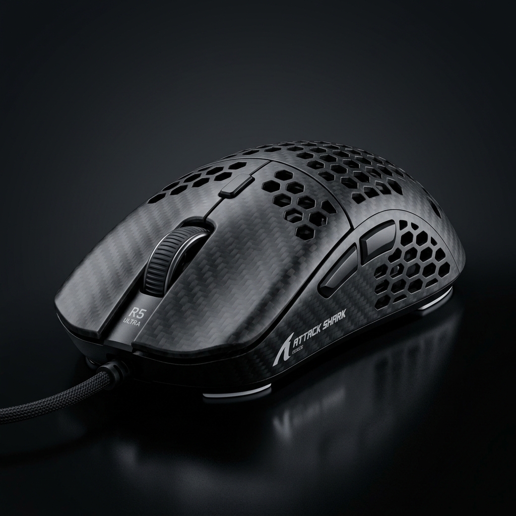 Attack Shark R5 Ultra Carbon Fiber 8K Wireless Gaming Mouse (39g, PAW3950MAX)
